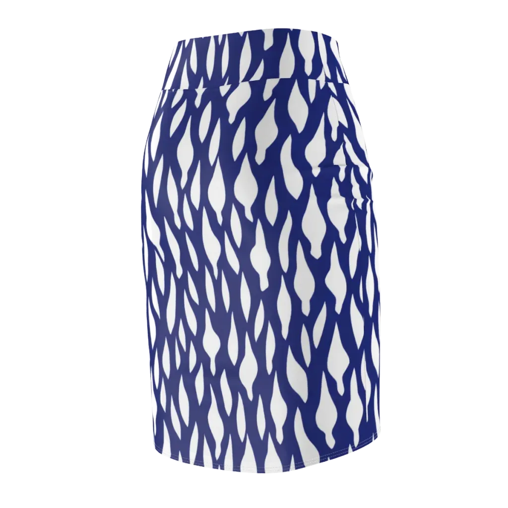 Indigo Interlace on Pencil Skirt — Back Side