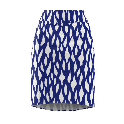 Indigo Interlace on a Pencil Skirt