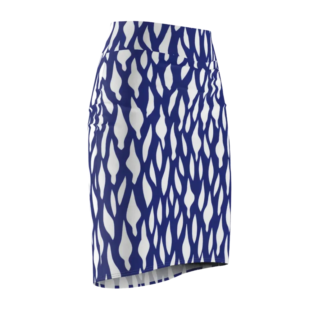 Indigo Interlace on Pencil Skirt — Front Side