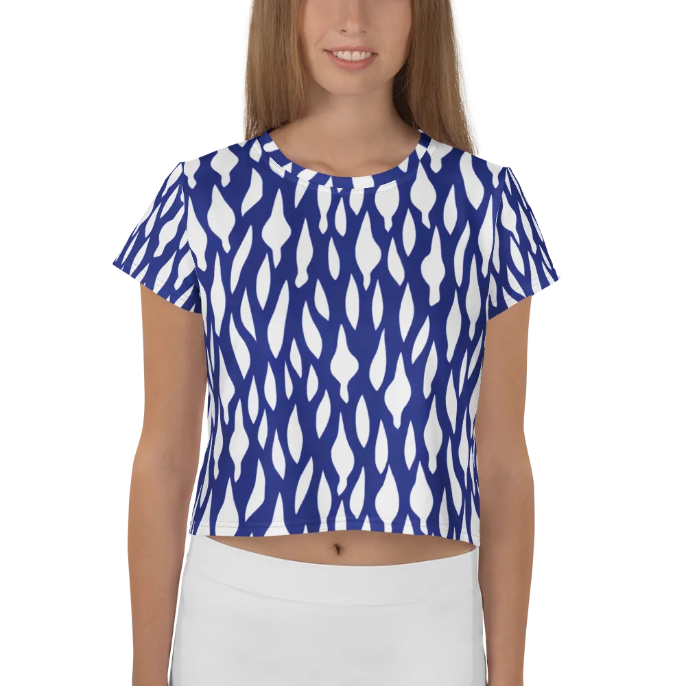 Indigo Interlace on Crop Tee — Front