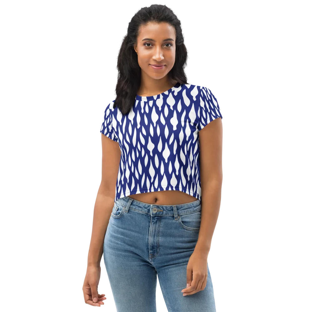 Indigo Interlace on Crop Tee — Front