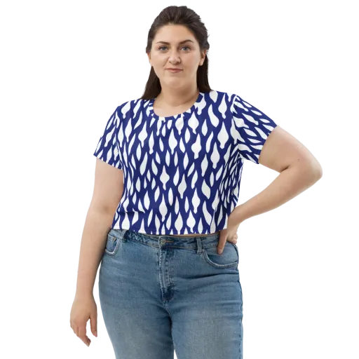 Indigo Interlace on a Crop Tee