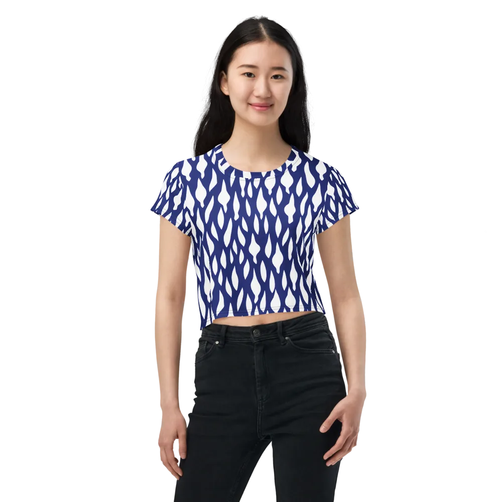 Indigo Interlace on Crop Tee — Front