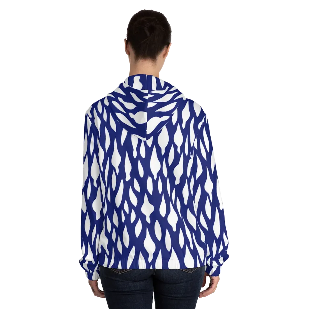 Indigo Interlace on Women's Full-Zip Hoodie — Back On Person