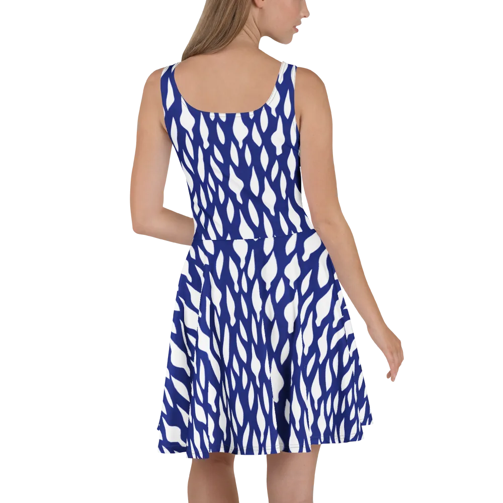 Indigo Interlace on Skater Dress — Back