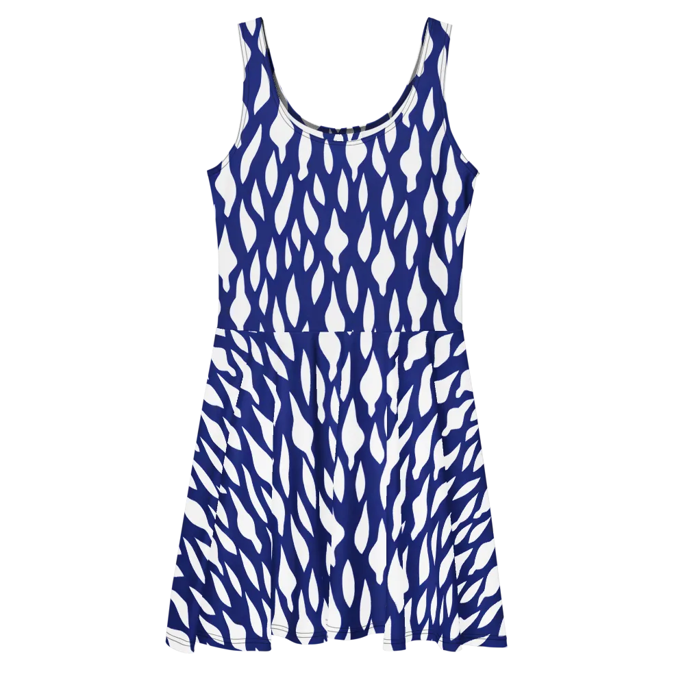 Indigo Interlace on Skater Dress — Front