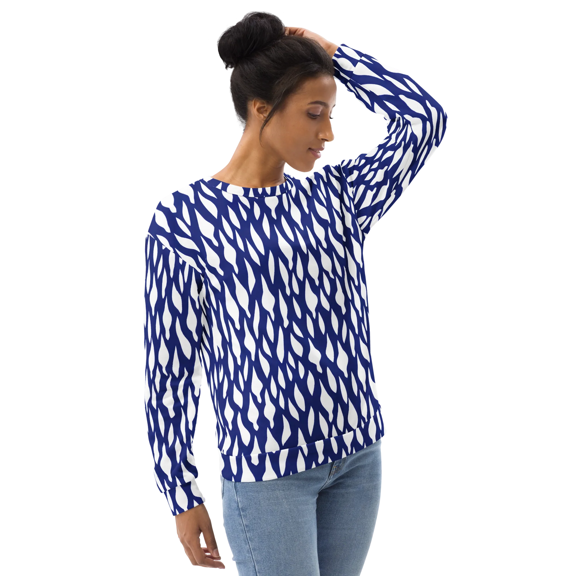 Indigo Interlace on Sweatshirt — Right Front