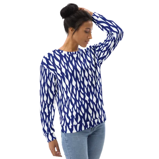 Indigo Interlace on a Sweatshirt