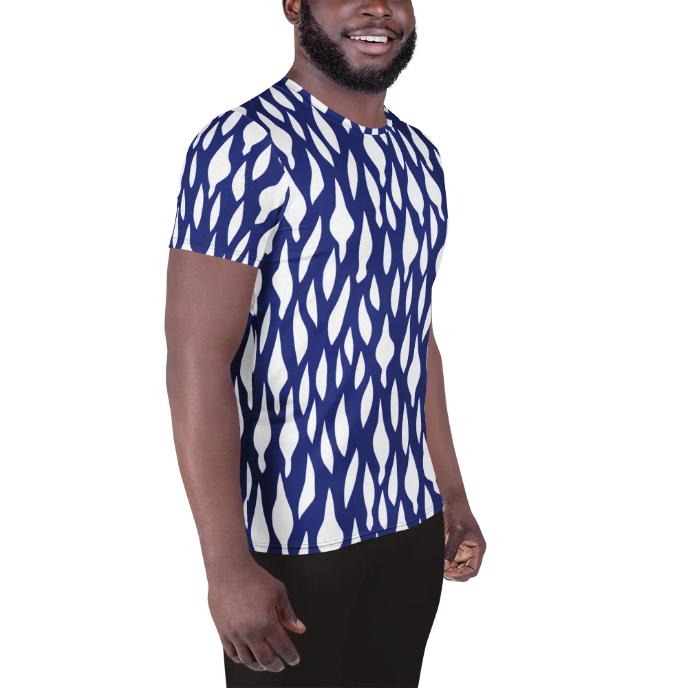 Indigo Interlace on Men's Athletic T-Shirt — Right
