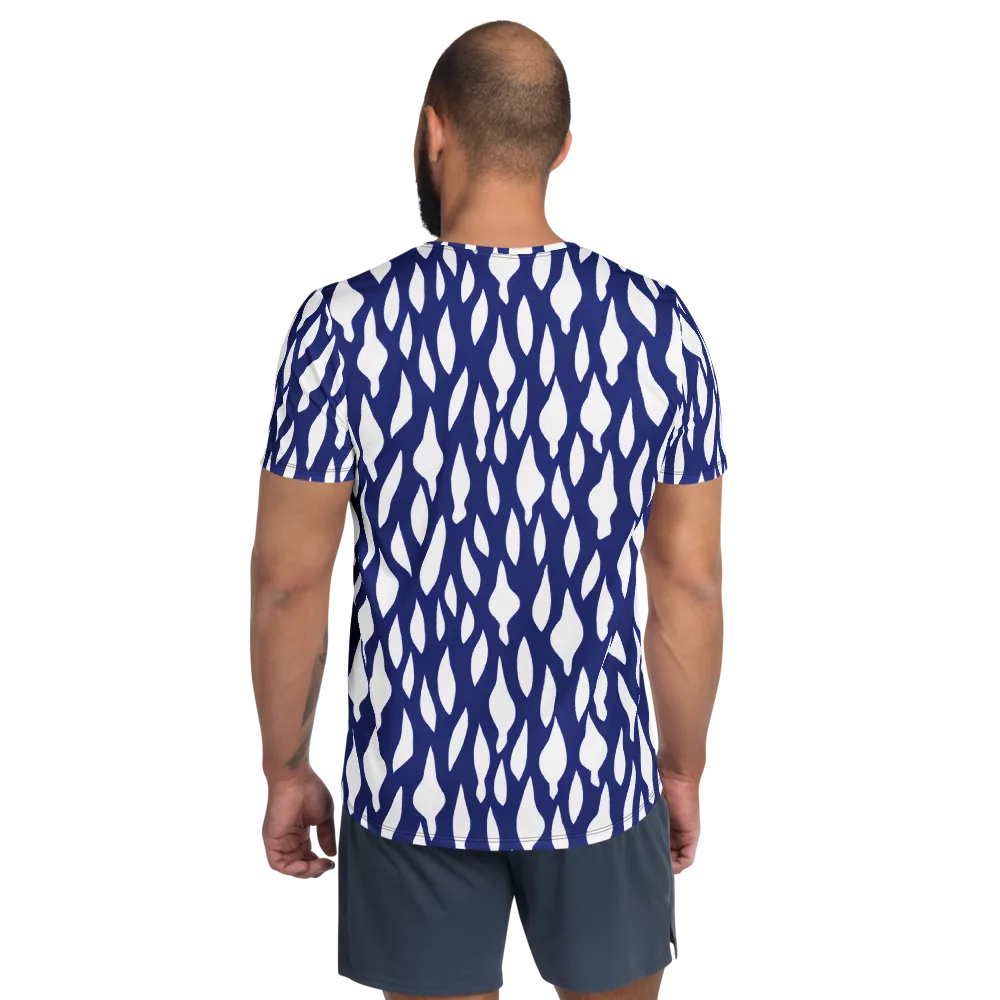 Indigo Interlace on Men's Athletic T-Shirt — Back