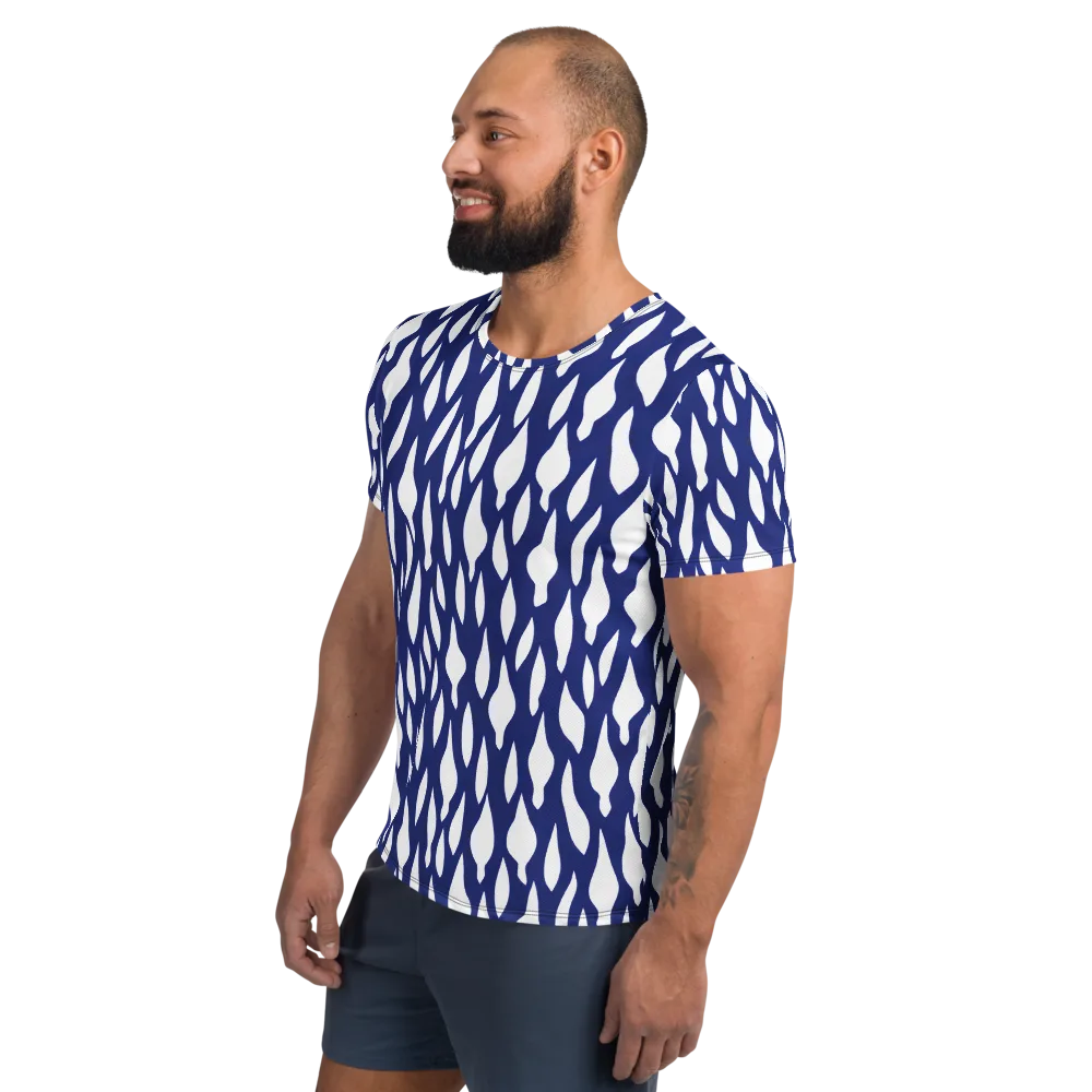Indigo Interlace on Men's Athletic T-Shirt — Left