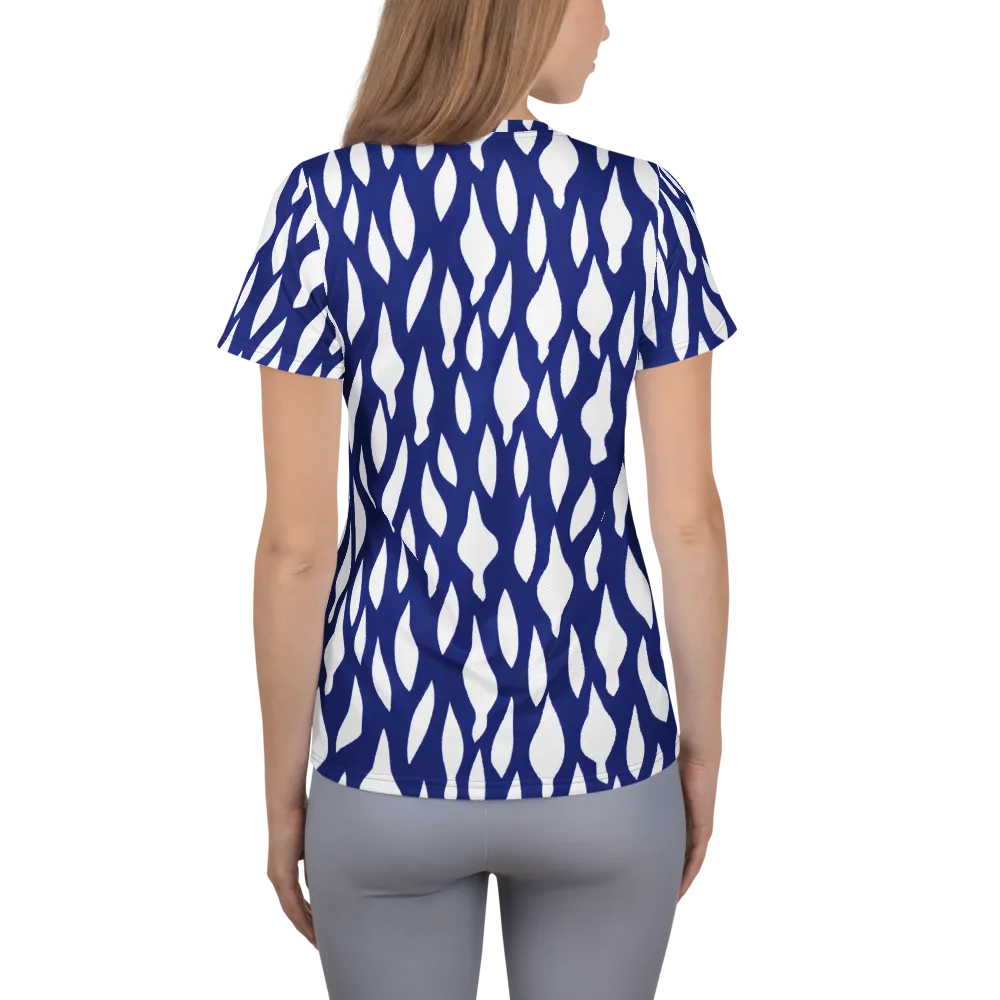 Indigo Interlace on Women's Athletic T-Shirt — Back