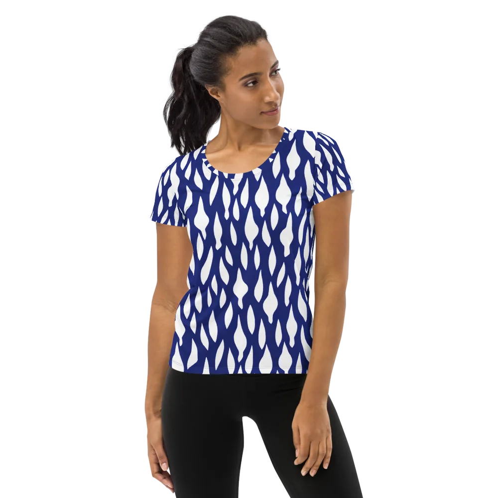 Indigo Interlace on Women's Athletic T-Shirt — Front