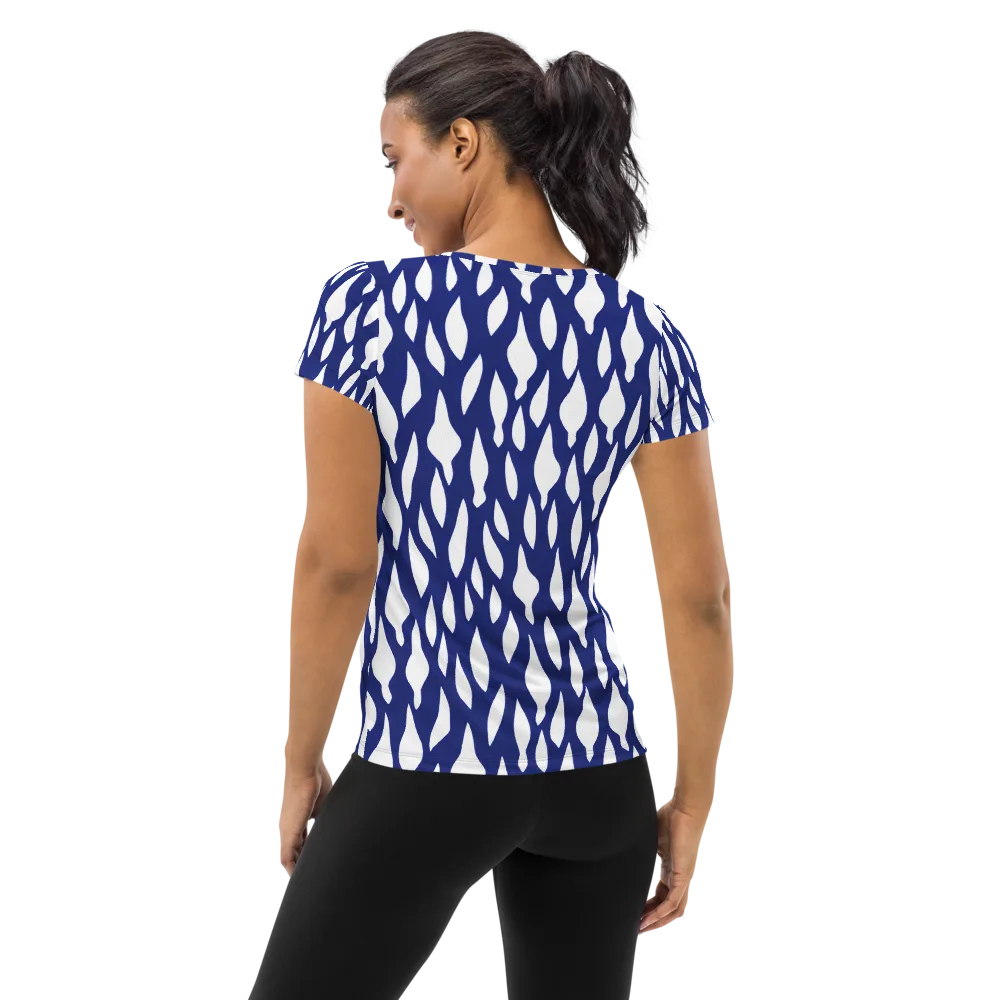 Indigo Interlace on Women's Athletic T-Shirt — Back