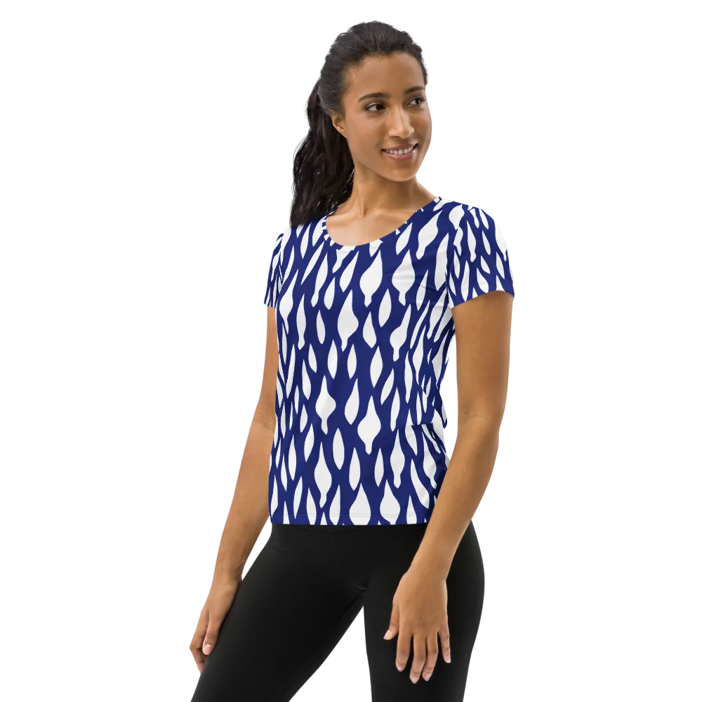 Indigo Interlace on Women's Athletic T-Shirt — Left