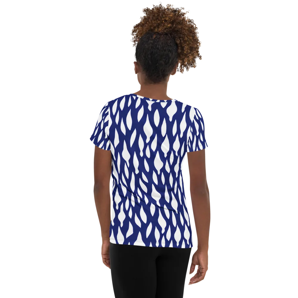 Indigo Interlace on Women's Athletic T-Shirt — Back