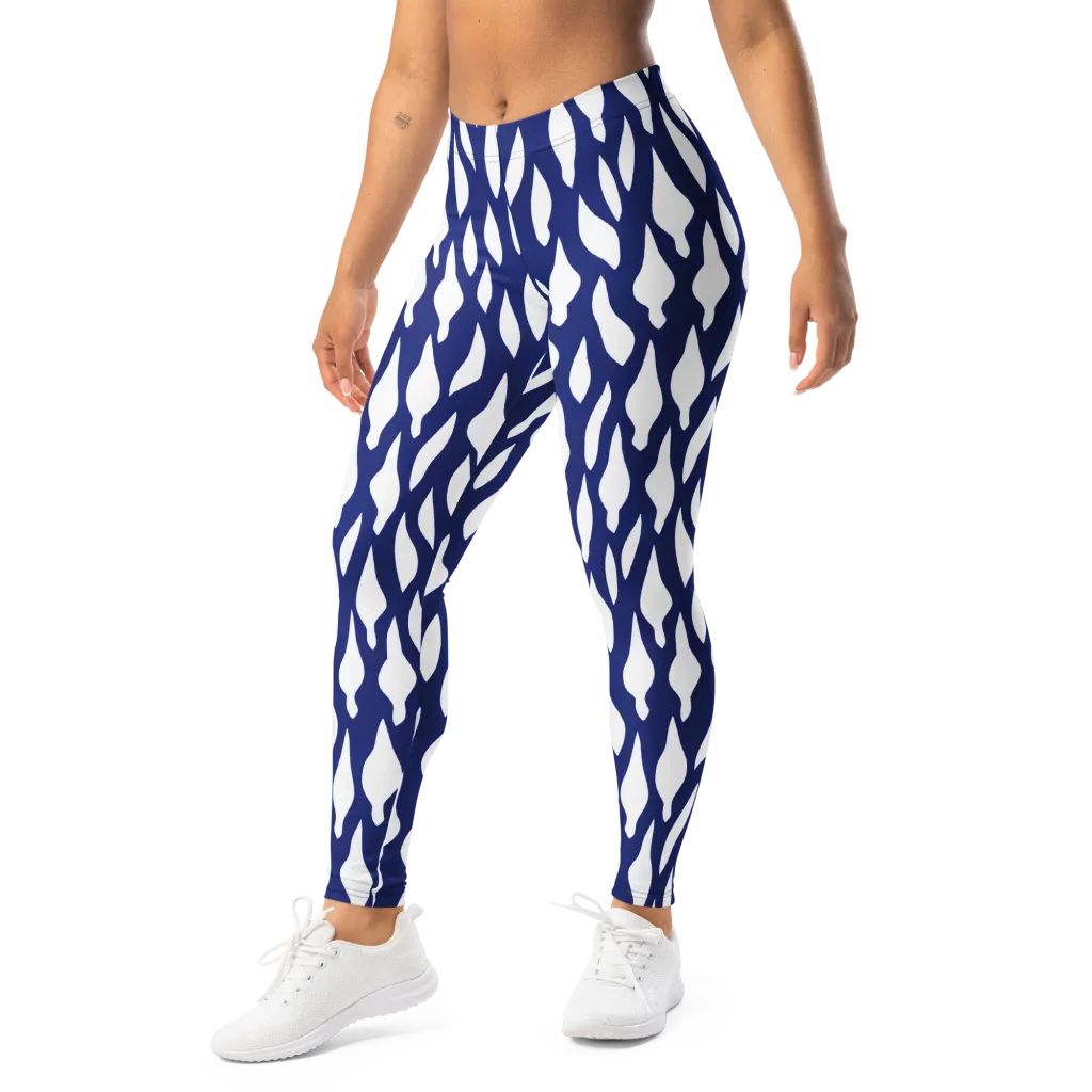 Indigo Interlace on Leggings — Left Front