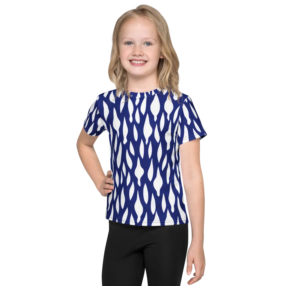 Indigo Interlace on Kids Crew Neck T-Shirt — Front