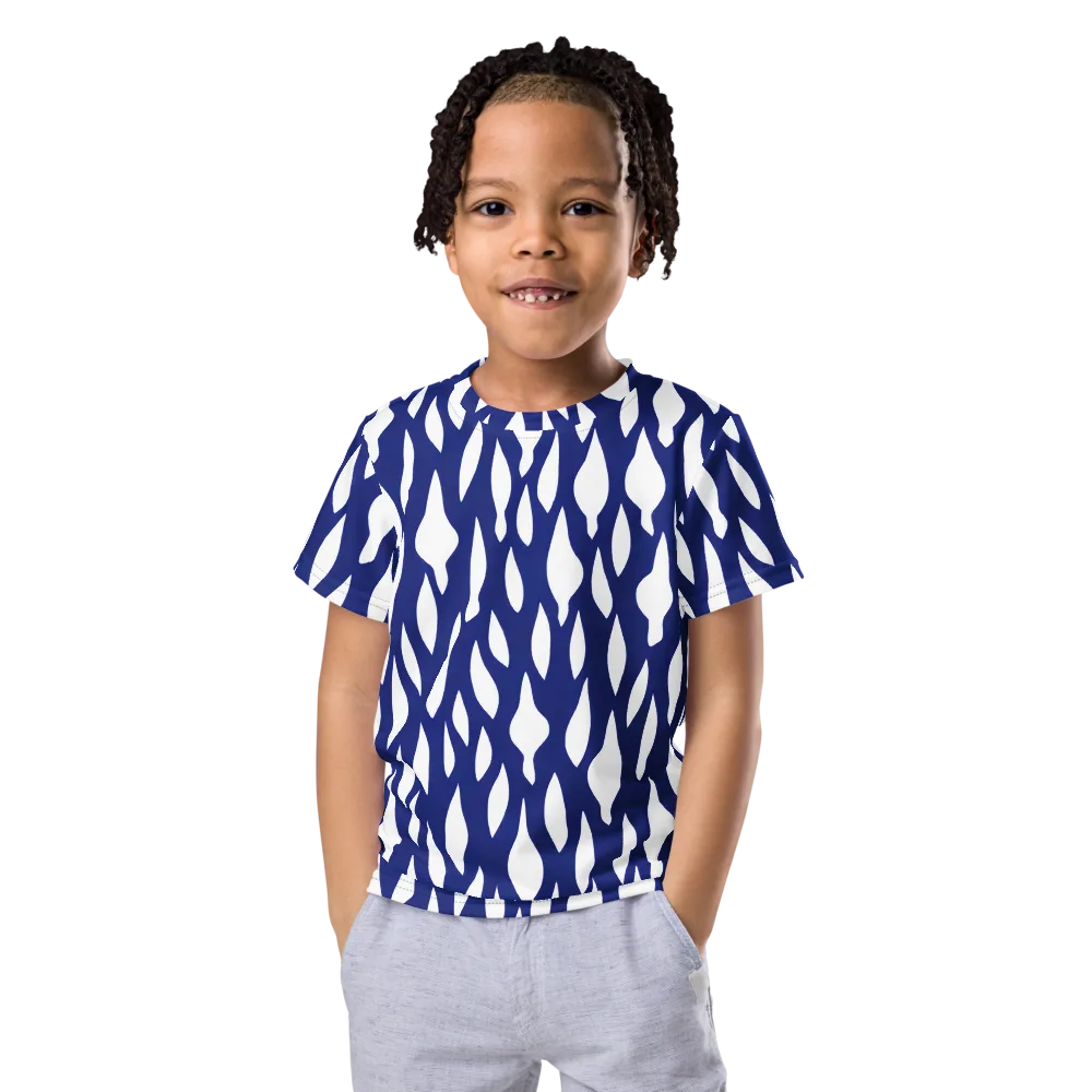Indigo Interlace on Kids Crew Neck T-Shirt — Front