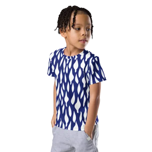 Indigo Interlace on a Kids Crew Neck T-Shirt