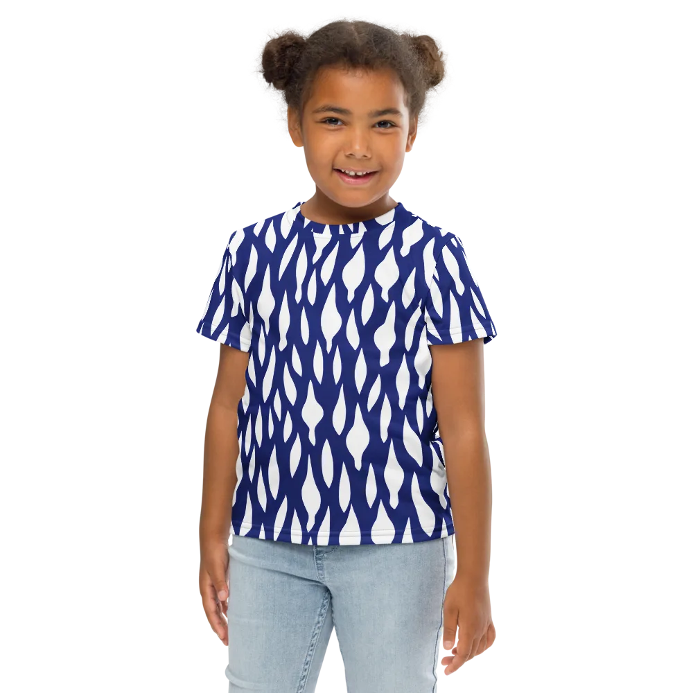 Indigo Interlace on Kids Crew Neck T-Shirt — Front