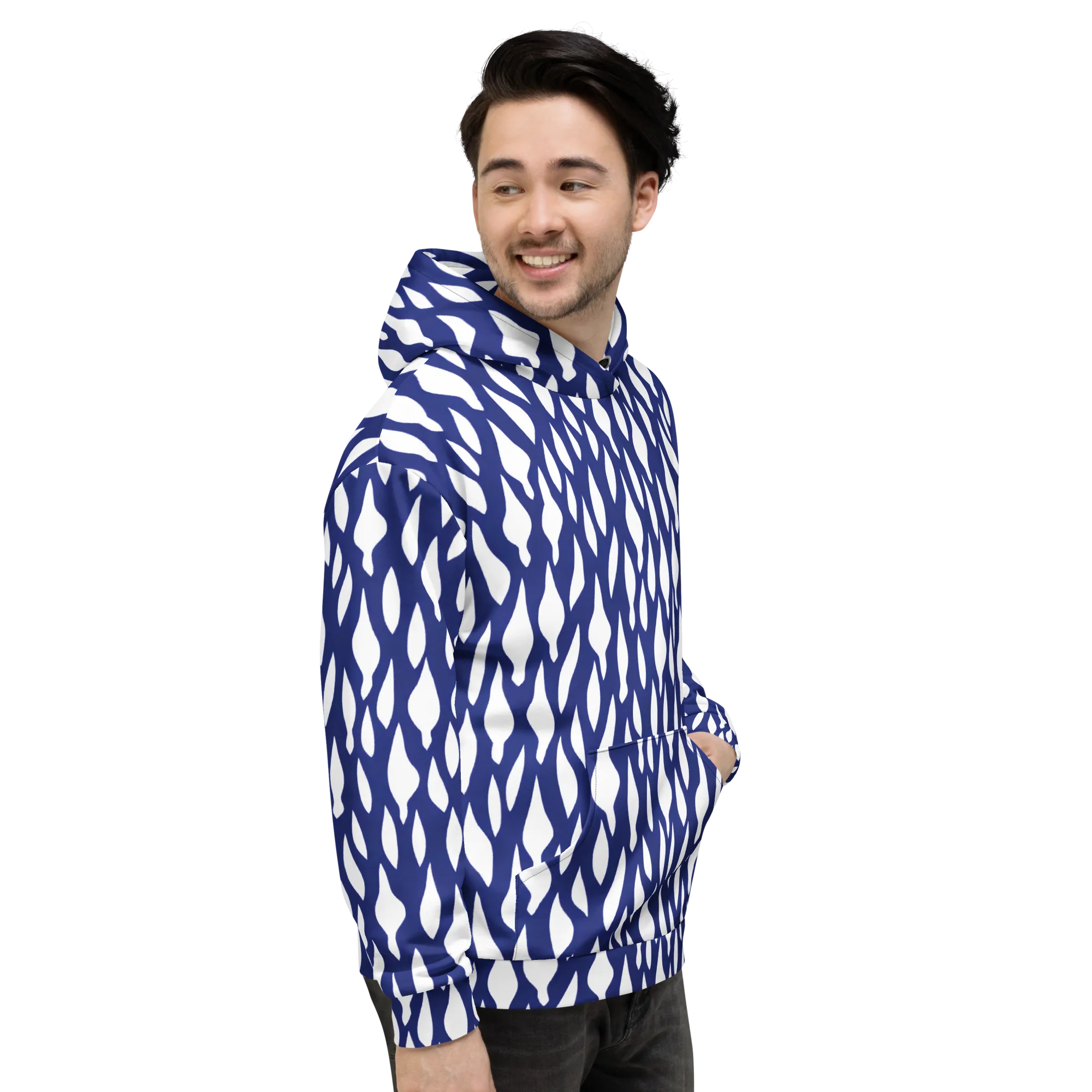 Indigo Interlace on Hoodie — Right