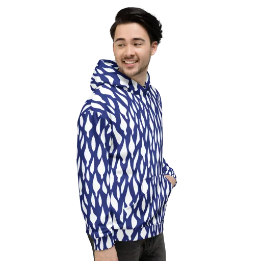 Indigo Interlace on a Hoodie