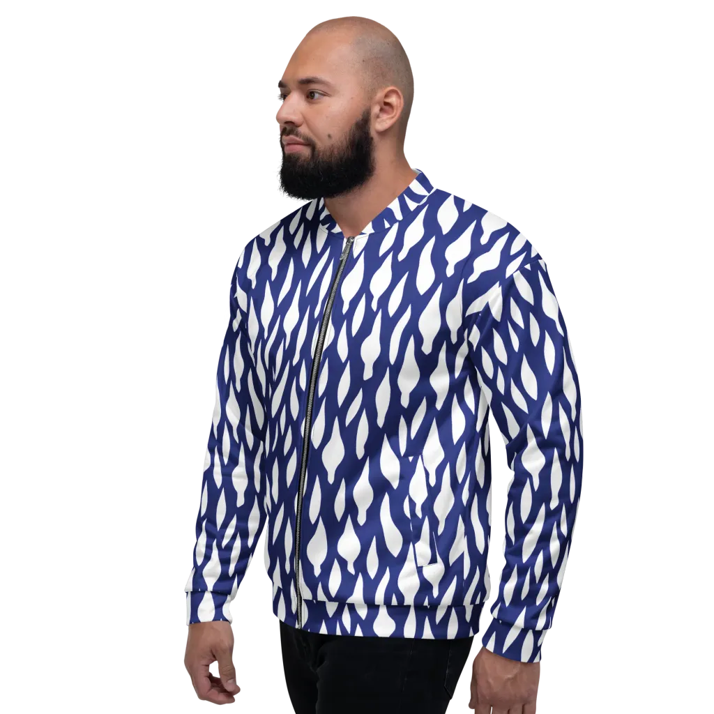 Indigo Interlace on Bomber Jacket — Left