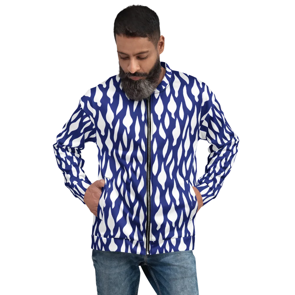 Indigo Interlace on Bomber Jacket — Front
