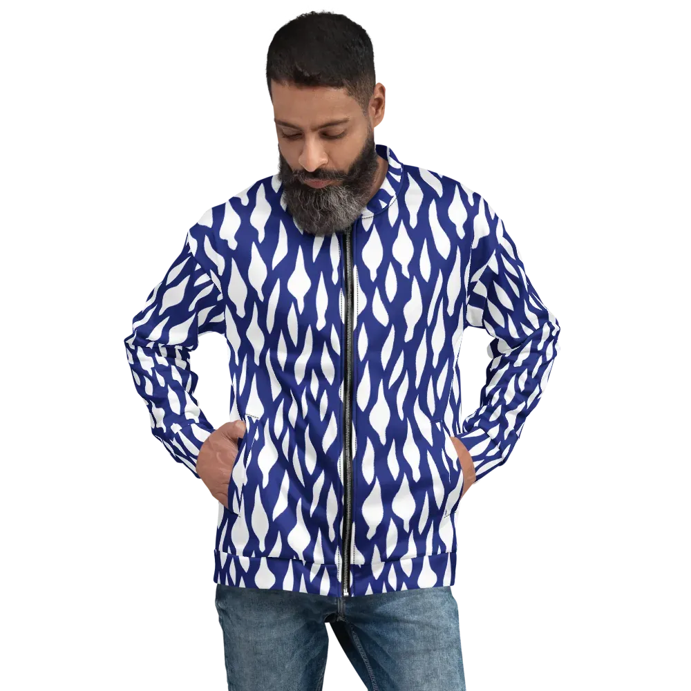 Indigo Interlace on Bomber Jacket — Front