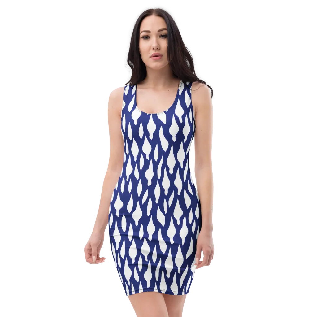 Indigo Interlace on Bodycon Dress — Front