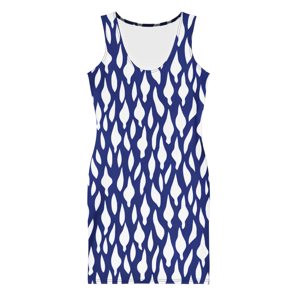 Indigo Interlace on Bodycon Dress — Front
