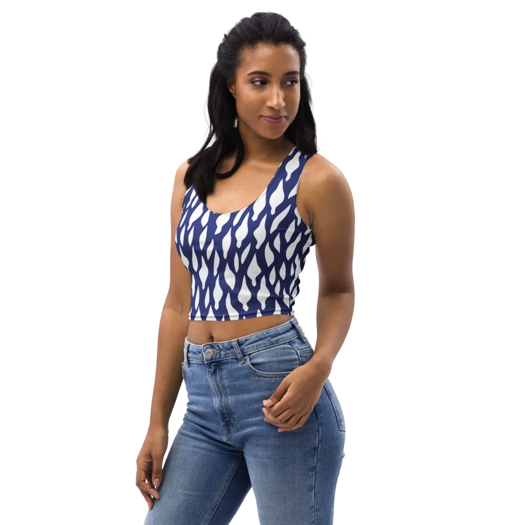 Indigo Interlace on Crop Top — Left Front