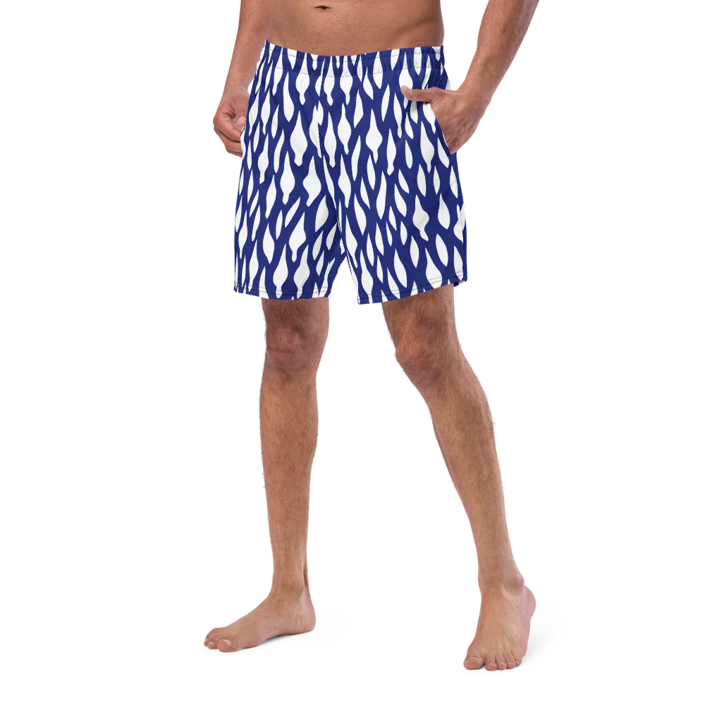 Indigo Interlace on Swim Trunks — Left Front
