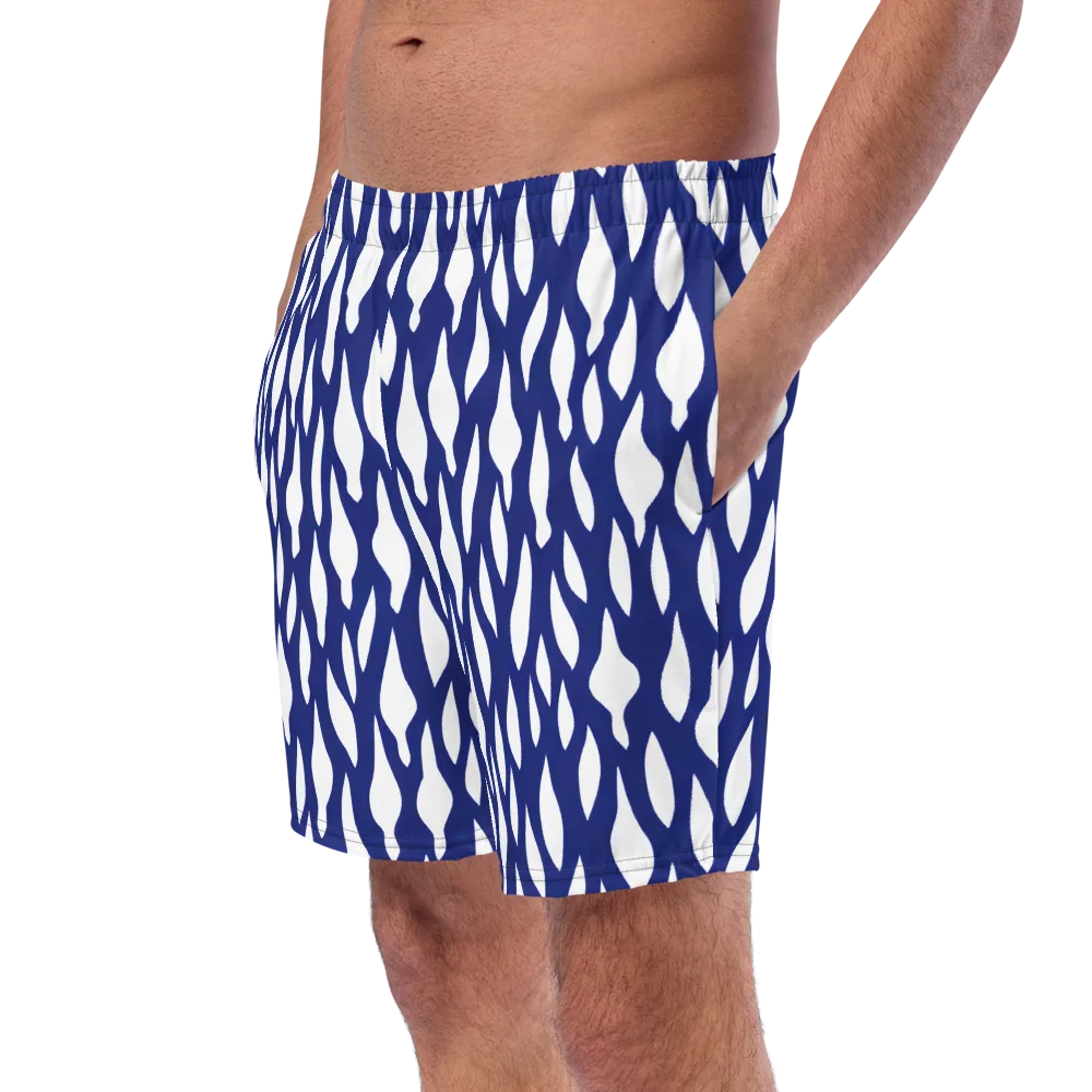 Indigo Interlace on Swim Trunks — Left Front
