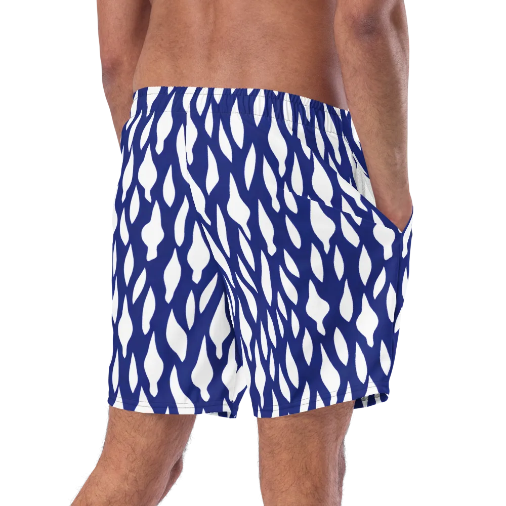 Indigo Interlace on Swim Trunks — Right Back
