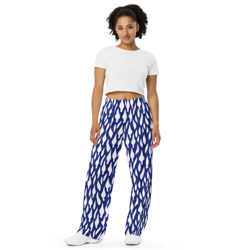 Indigo Interlace on a Wide-Leg Pants