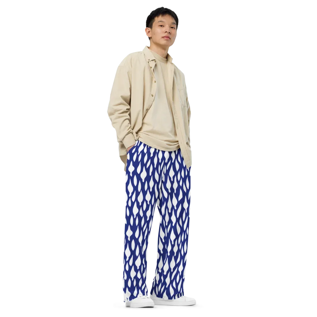 Indigo Interlace on Wide-Leg Pants — Right Front