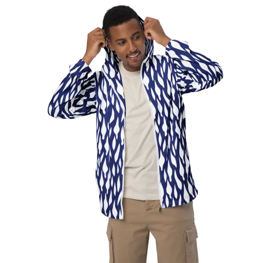 Indigo Interlace on a Men's Windbreaker