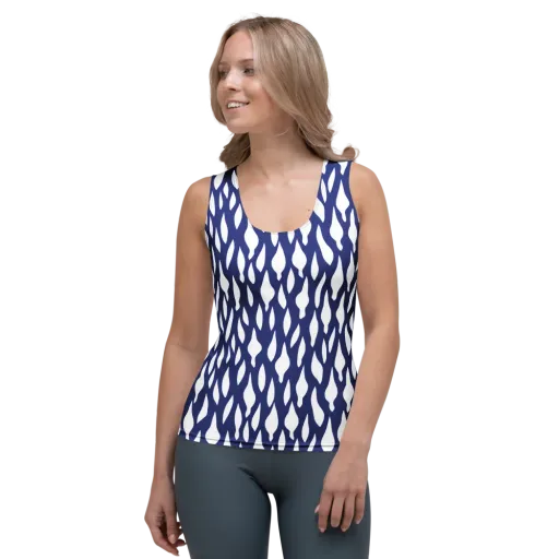 Indigo Interlace on a Women's Tank Top