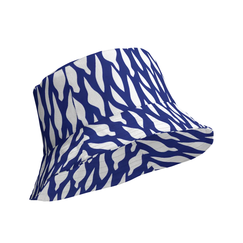 Indigo Interlace on Reversible Bucket Hat — Product details Outside