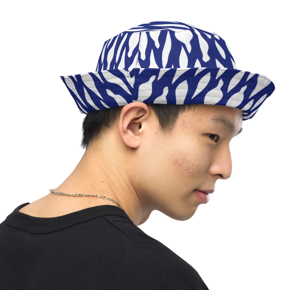 Indigo Interlace on Reversible Bucket Hat — Right Outside