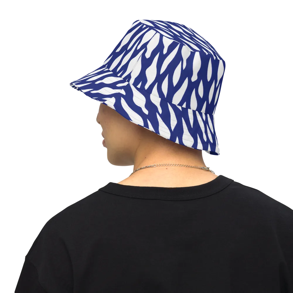 Indigo Interlace on Reversible Bucket Hat — Back Inside
