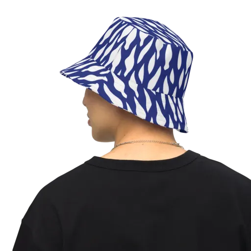 Indigo Interlace on a Reversible Bucket Hat