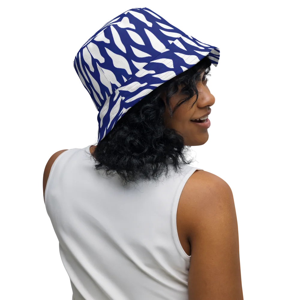 Indigo Interlace on Reversible Bucket Hat — Right Outside