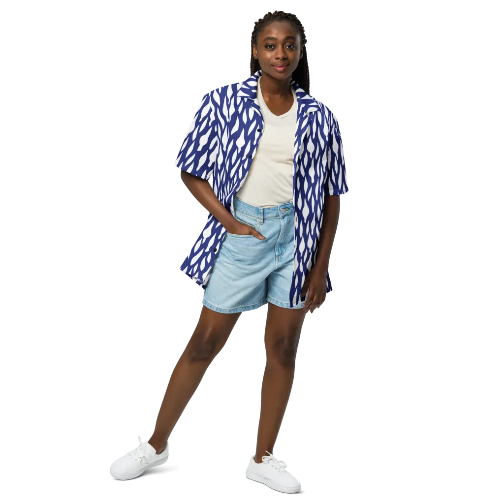 Indigo Interlace on Button Shirt — Front