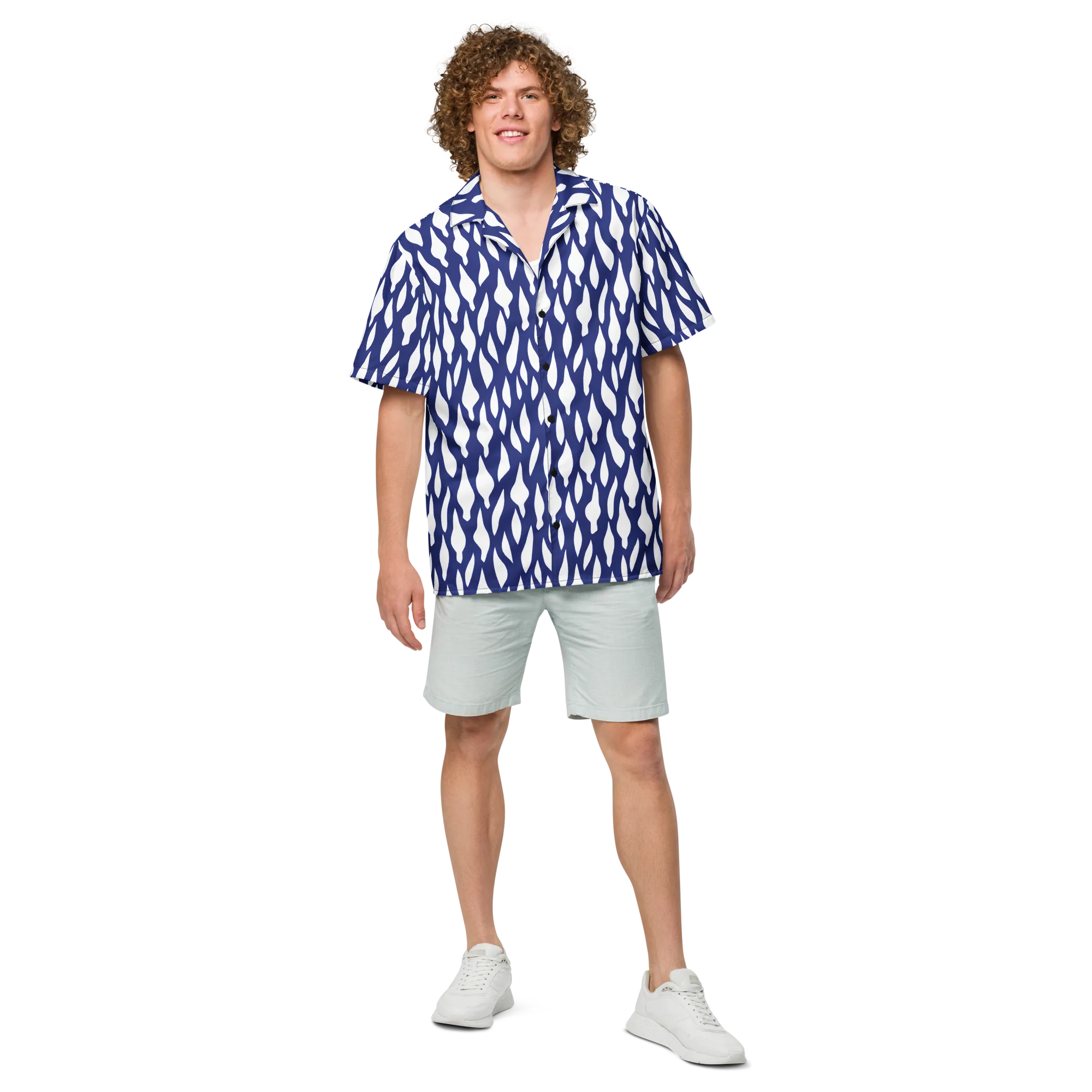Indigo Interlace on Button Shirt — Front