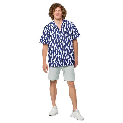 Indigo Interlace on a Button Shirt