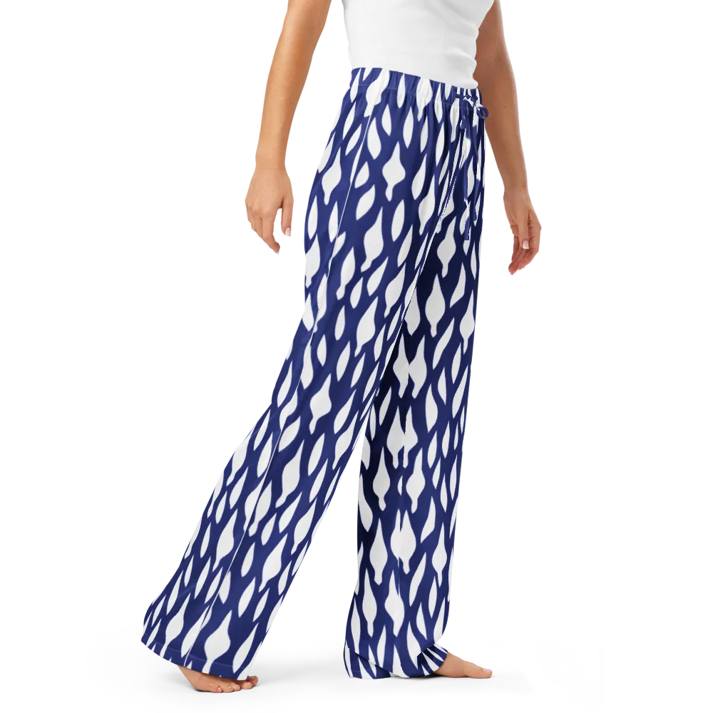 Indigo Interlace on Women's Pajama Pants — Right Front