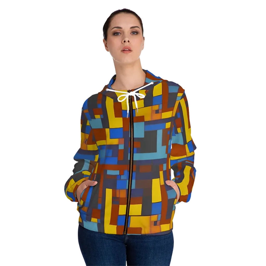 Modernist Ember on Women's Full-Zip Hoodie — Front On Person